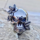"Rose Skull & Leaf Ring"  - Sizes 5-11 - R99 Skull Ring Biker Jewelry Skull Jewelry Sanity Jewelry Stainless Steel jewelry