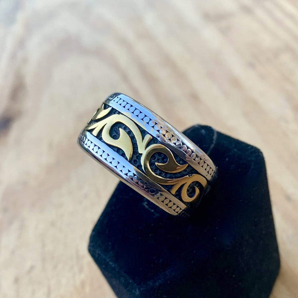 Sanity's Band Collection - "The Wave" Ring - Gold Stainless - Sizes 7-15 - R96 Ring Biker Jewelry Skull Jewelry Sanity Jewelry Stainless Steel jewelry