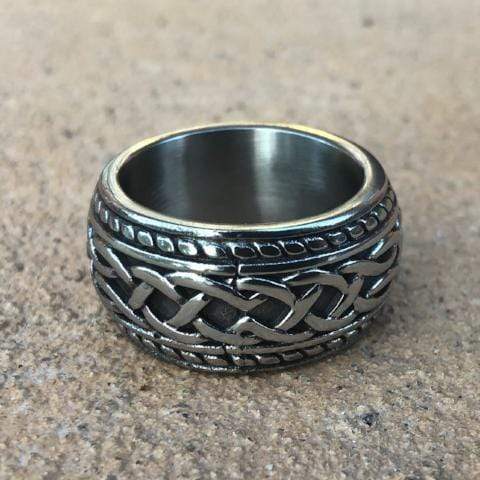 Sanity's Band Collection - "Viking Celtic" Ring - Silver - Sizes 7-15 - R98 Skull Ring Biker Jewelry Skull Jewelry Sanity Jewelry Stainless Steel jewelry