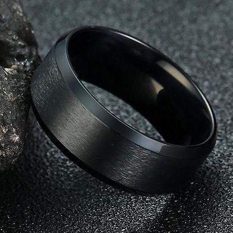 Sanity’s Band Ring Collection - Black Steel Ring - Sizes 5-20 - R56 Skull Ring Biker Jewelry Skull Jewelry Sanity Jewelry Stainless Steel jewelry