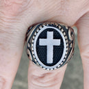 Sanity Jewelry Skull Ring Scrollwork Cross - Sizes 5-17 - R191
