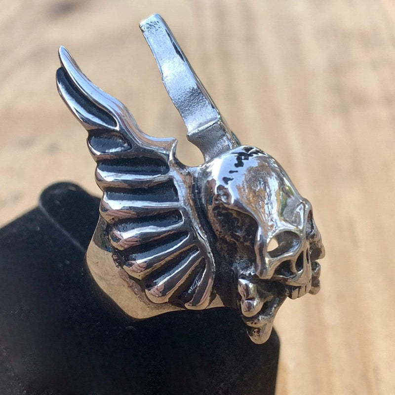 Skull and Angel Wings - "Gargoyle Ring" - Sizes 8-16 - R62 Ring Biker Jewelry Skull Jewelry Sanity Jewelry Stainless Steel jewelry