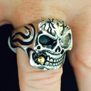 Skull Biker Ring with Glass Eye - Sizes 5-18 - R63 Skull Ring Biker Jewelry Skull Jewelry Sanity Jewelry Stainless Steel jewelry