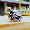 Skull Biker Ring with Glass Eye - Sizes 5-18 - R63 Skull Ring Biker Jewelry Skull Jewelry Sanity Jewelry Stainless Steel jewelry