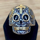 Skull Ring - Sugar Skull - Sizes 6-19- R64 Skull Ring Biker Jewelry Skull Jewelry Sanity Jewelry Stainless Steel jewelry