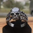 Skull Ring with Bones - Sizes 5-18 - R66 Skull Ring Biker Jewelry Skull Jewelry Sanity Jewelry Stainless Steel jewelry