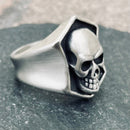 SANITY JEWELRY® Skull Ring Skull & Shield Ring - Brushed Stainless Steel - Sizes 6-16 - R226