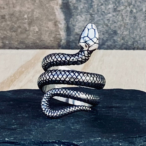 Sanity Jewelry Skull Ring Snake Ring - Stainless - Sizes 6-13 - R131