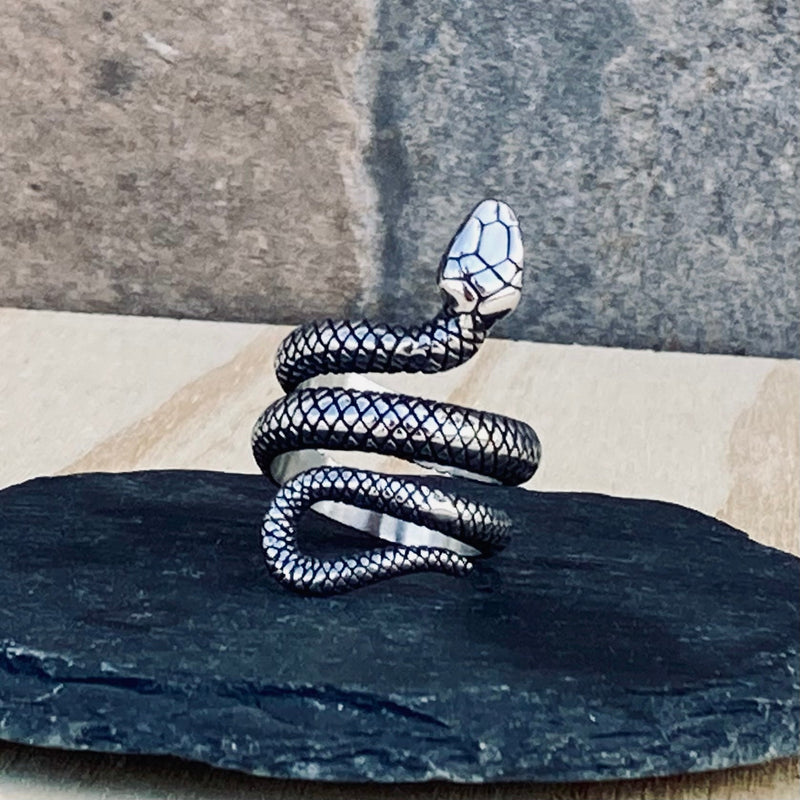 Sterling Silver Coiled Snake Ring 001-620-11184 SS | Vulcan's Forge LLC |  Kansas City, MO
