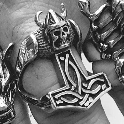 Thor's Hammer Ring - Skull Ring - Sizes 9-17 - R75 Skull Ring Biker Jewelry Skull Jewelry Sanity Jewelry Stainless Steel jewelry