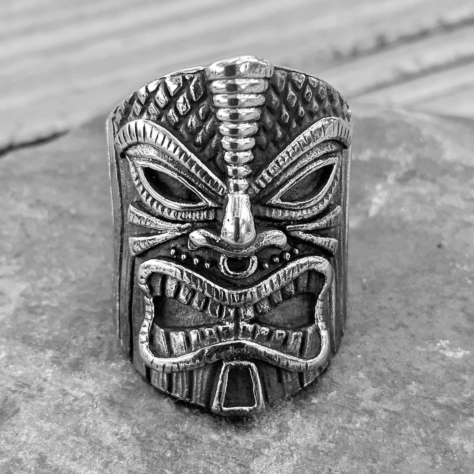 Skull Ring | Tiki Ring - The Polynesian | Biker Jewelry | Sanity Jewelry