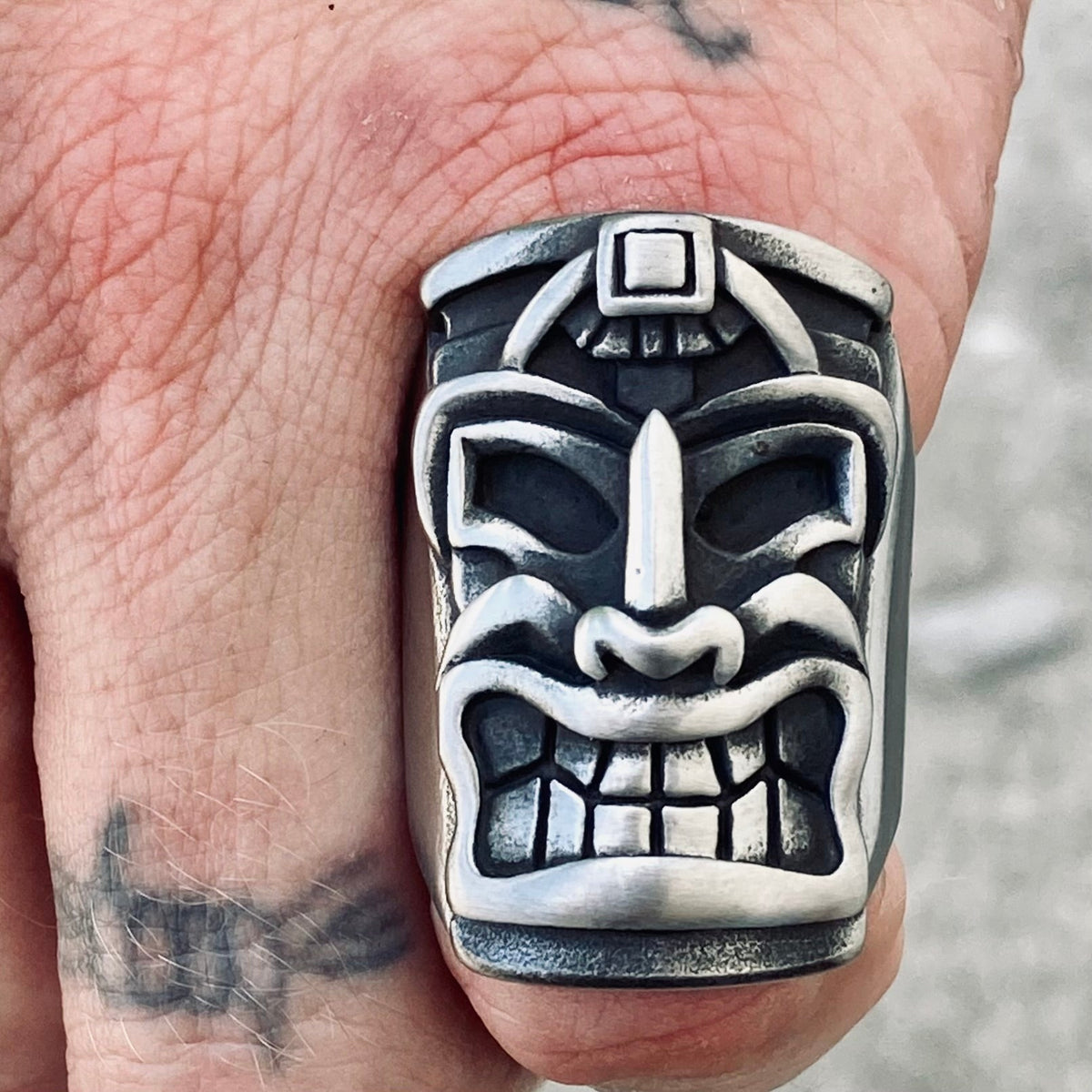 Skull Ring | Tiki Ring - The Hawaiian Tiki | Sanity Jewelry