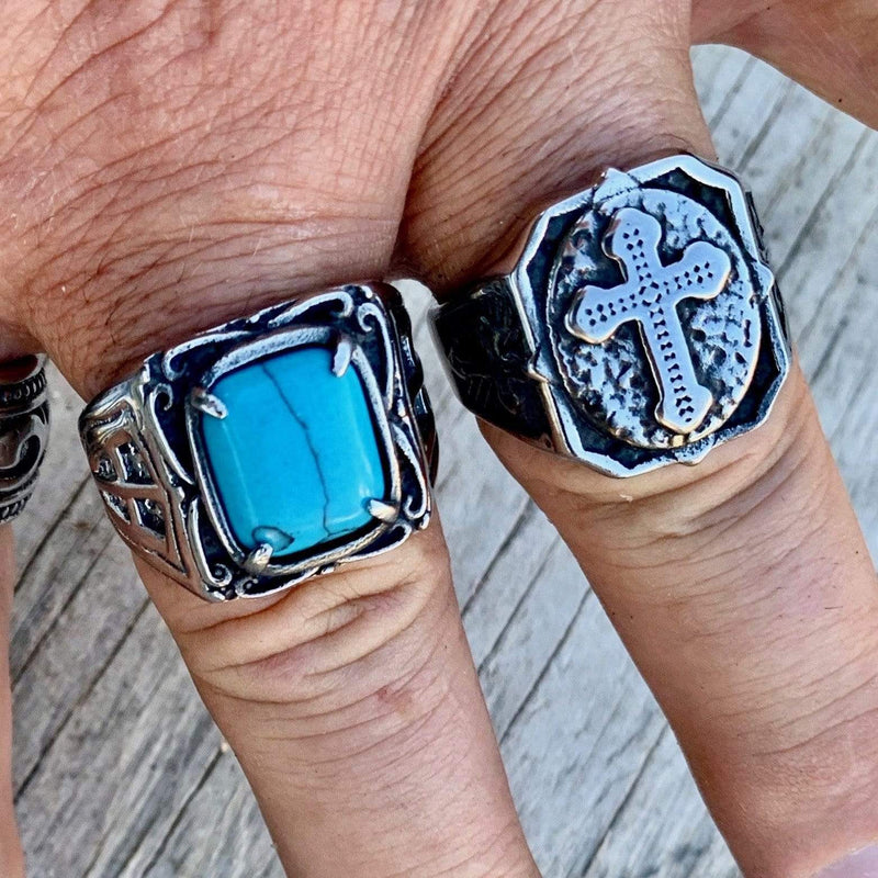 "Turquoise Ring Collection" - The Knight - Sizes 8-17 - R80 Skull Ring Biker Jewelry Skull Jewelry Sanity Jewelry Stainless Steel jewelry
