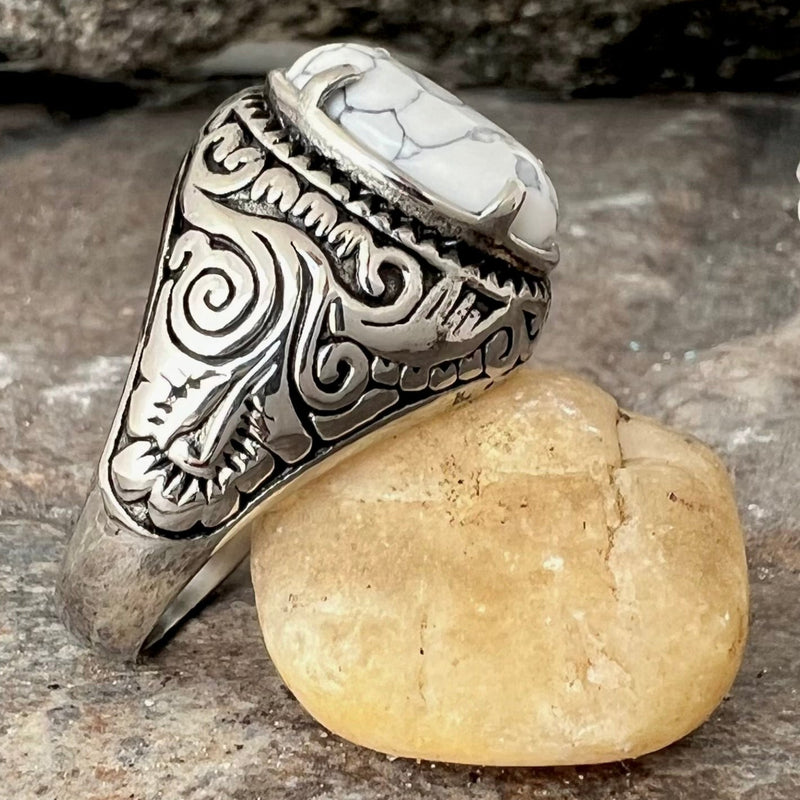 Sanity Jewelry Skull Ring "White Stone" - New Mexico - Large - Size 8-16 - R252