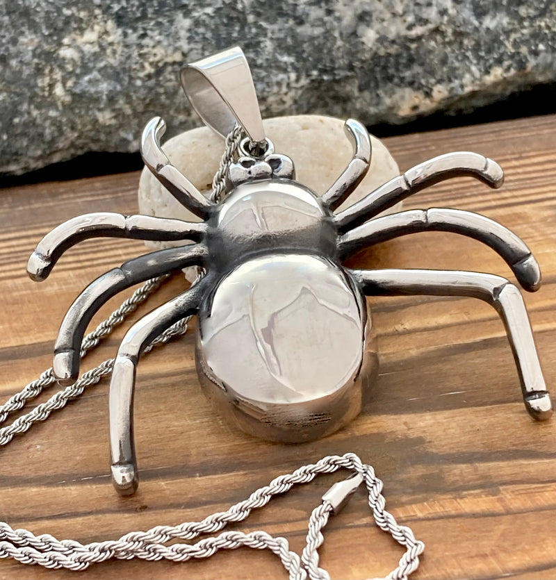 Sanity Jewelry Spider - Large Pendant & Rope Necklace or Omega - PEN816