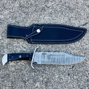 Sanity Jewelry Steel Jim Bowie - Damascus - Buffalo Horn - 14 inch - JBSC1