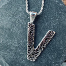 SANITY JEWELRY® V / 16" Stainless Steel Classic Chain Ladie's Letter Pendants