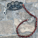 SANITY JEWELRY® Wallet Chain - 30" Red & Black Daytona Beach Deluxe W/ Polished Skull Four Finger Ring - WCK-8