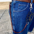 SANITY JEWELRY® Wallet Chain - 30" Red & Black Daytona Beach Deluxe W/ Polished Skull Four Finger Ring - WCK-8