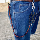 SANITY JEWELRY® Wallet Chain - 30" Red & Black Daytona Beach Deluxe W/ Polished Skull Four Finger Ring - WCK-8