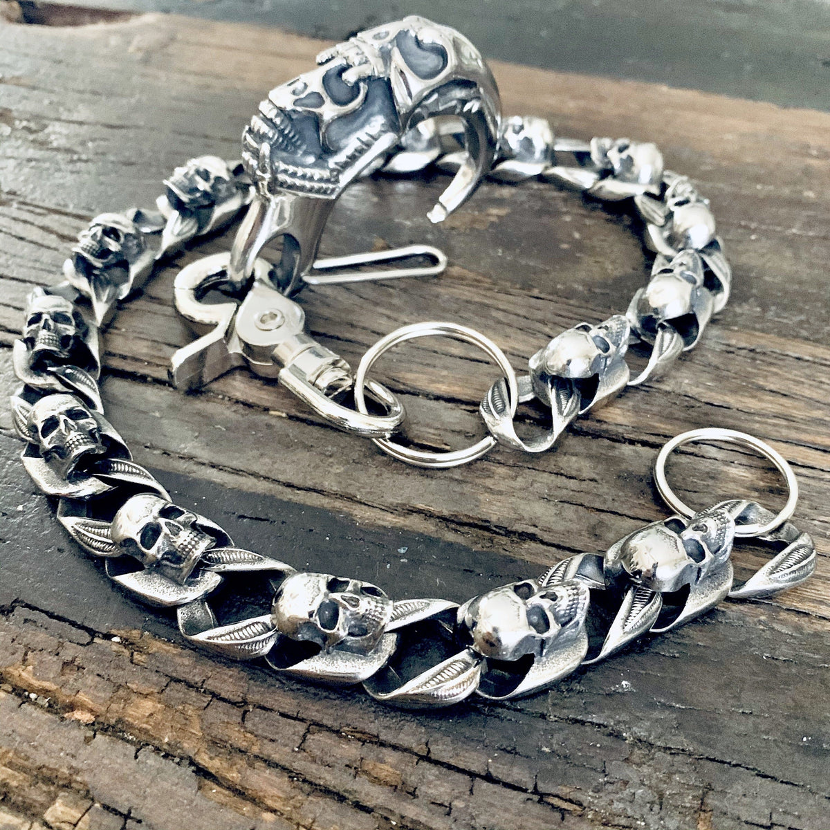 kmrii skull lether wallet chain 超希少 Wallet Chain | Road Warrior - Skulls Wallet Chain | Sanity