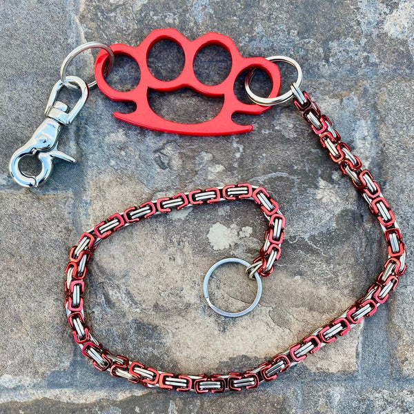 SANITY JEWELRY® Wallet Chain Wallet Chain - 30" Red & Silver Daytona Beach Deluxe Chain W/Red Four Finger Ring - WCK-2