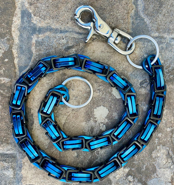 Sanity Jewelry Wallet Chain Wallet Chain - Black & Blue - Daytona Beach CVO 1 inch wide