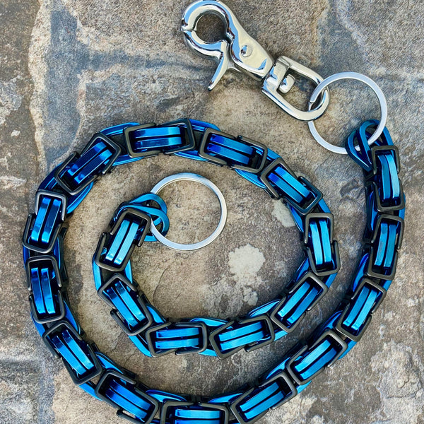 Daytona - Blue & Black - Wallet Chain CVO - 1 inch wide