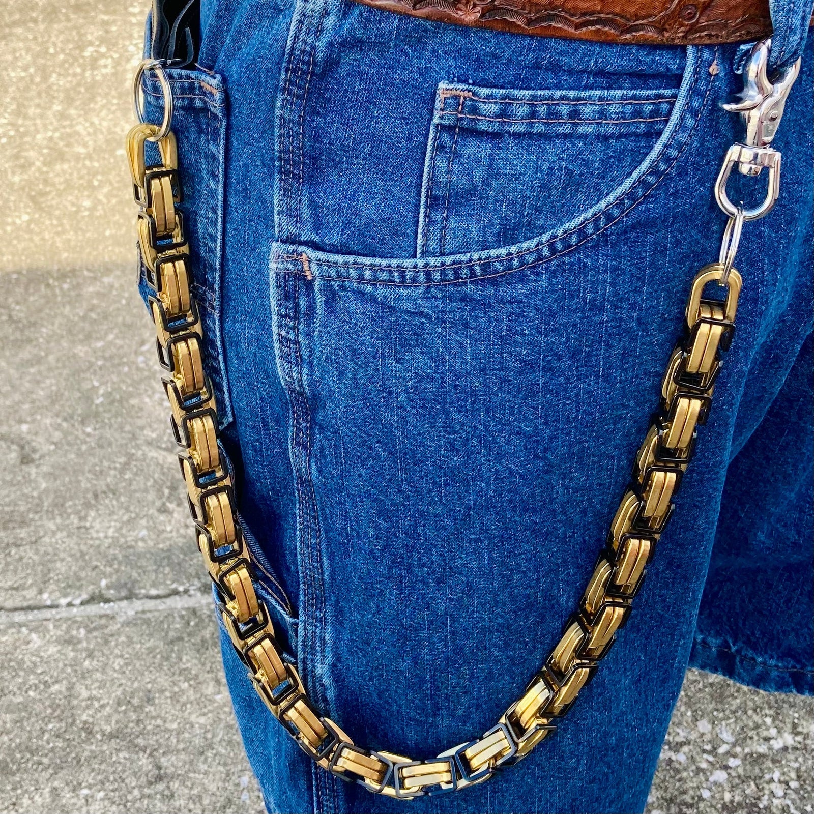 Simple Wallet Chain Daytona - Gold & Black - Wallet Chain CVO - 1 inch wide