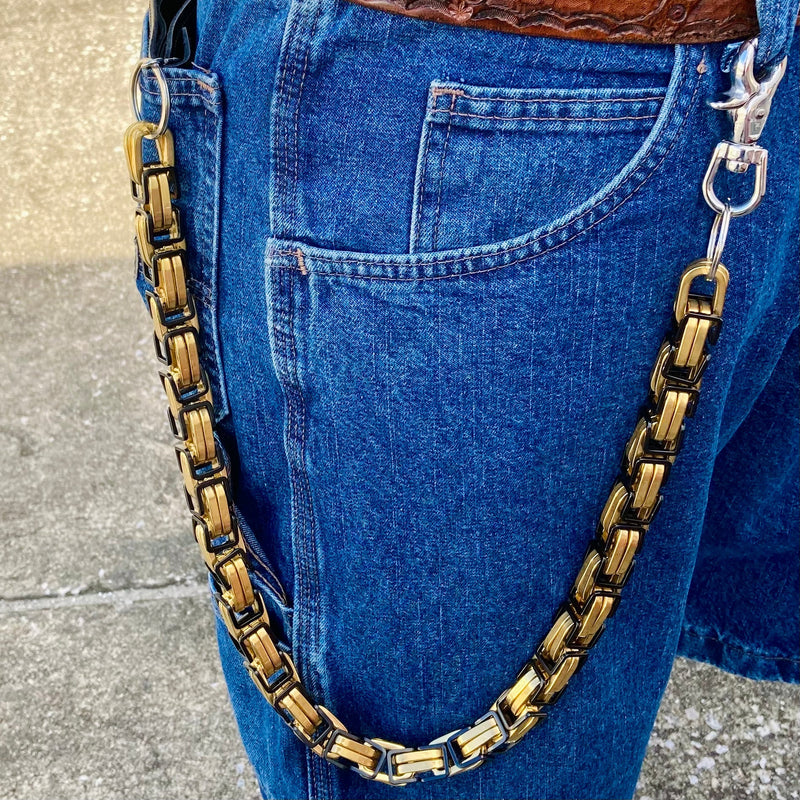 Sanity Jewelry Wallet Chain Wallet Chain - Black & Gold Stainless - Daytona Beach CVO 1 inch wide