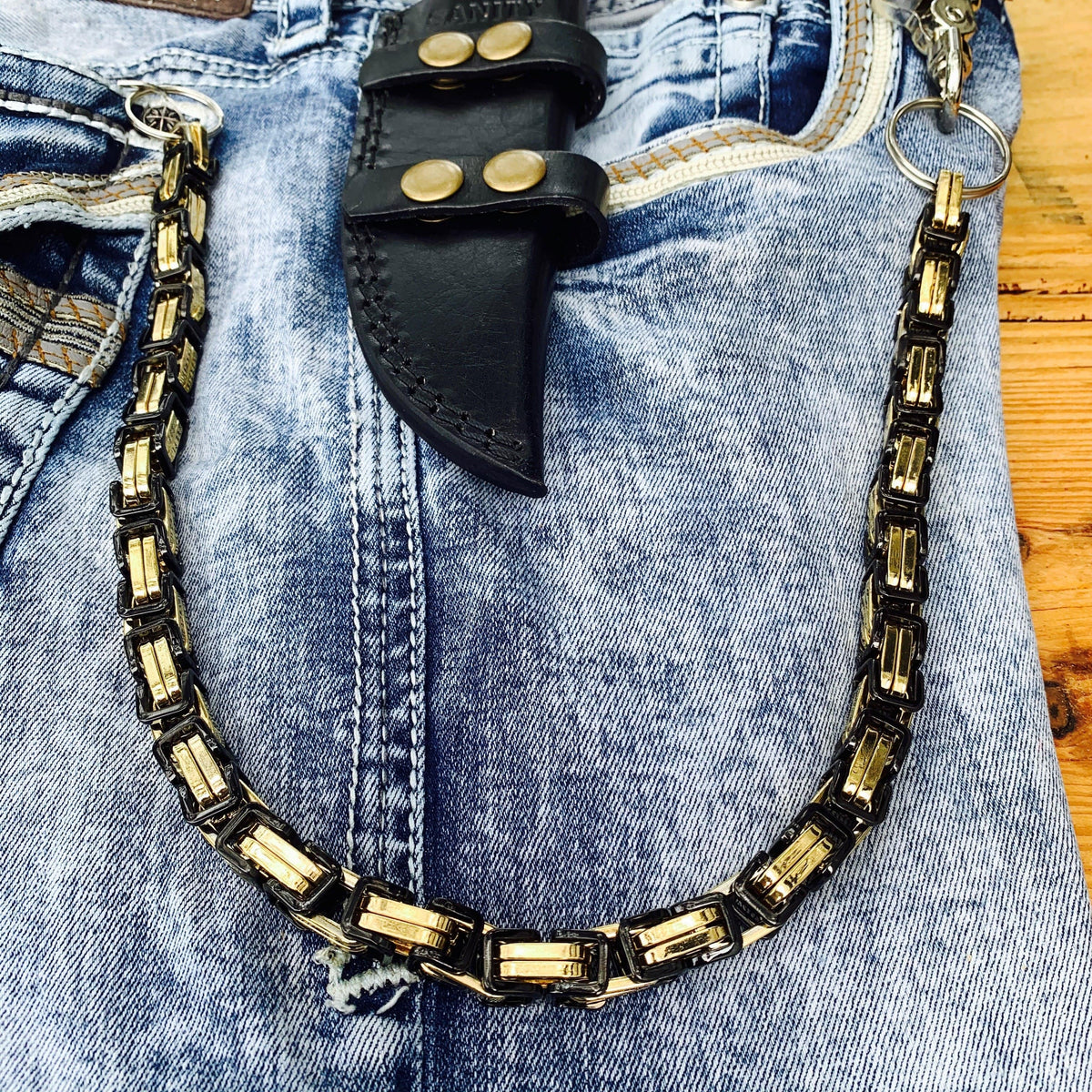 Wallet Chain | Daytona Beach Heritage - Black & Gold | Sanity Jewelry