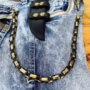 Sanity Jewelry Wallet Chain Wallet Chain - Black & Gold Stainless - Daytona Beach Road King 3/4 inch wide