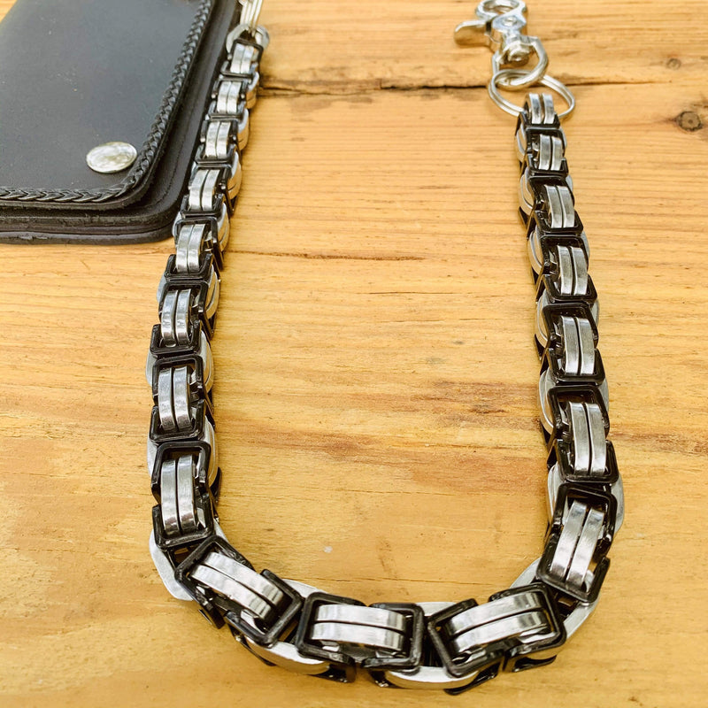 Sanity Jewelry Wallet Chain Wallet Chain - Black & Silver Stainless - Daytona Beach Heritage 1/2 inch wide