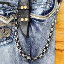 Wallet Chain - Black & Siver Stainless - Daytona Beach Road King 3/4 inch wide Wallet Chain Biker Jewelry Skull Jewelry Sanity Jewelry Stainless Steel jewelry