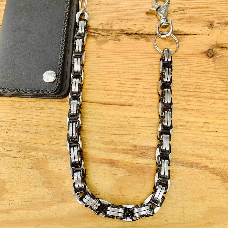 Wallet Chain - Black & Siver Stainless - Daytona Beach Road King 3/4 inch wide Wallet Chain Biker Jewelry Skull Jewelry Sanity Jewelry Stainless Steel jewelry