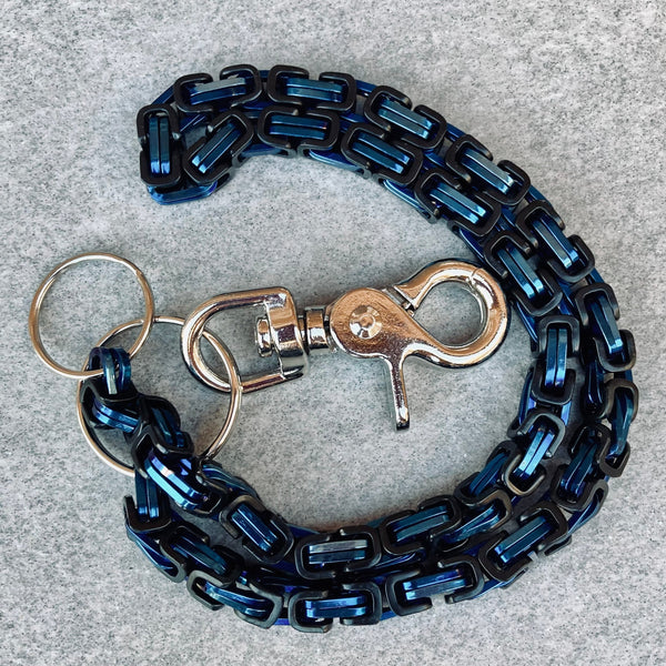 Sanity Jewelry Wallet Chain Wallet Chain - Blue & Black - Daytona Beach Deluxe 1/4 inch wide