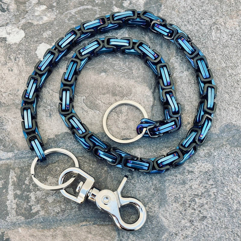 Sanity Jewelry Wallet Chain Wallet Chain - Blue & Black - Daytona Beach Heritage 1/2 inch wide
